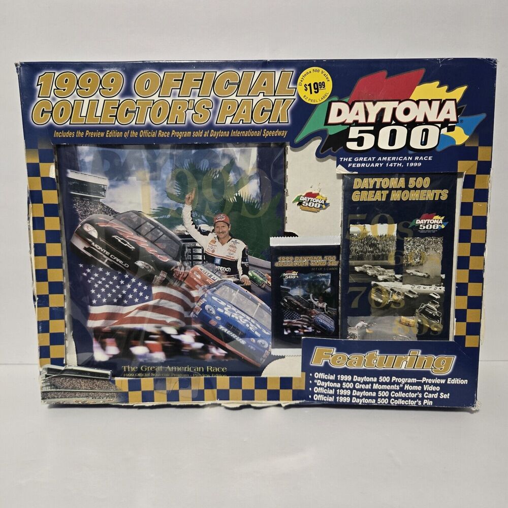 Daytona 500 1999 Dale Earnhardt Collector‎ Pack Program Video Card Set Pin VTG